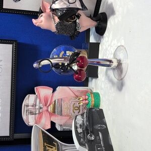 Glitter Cherry Bag Charm Key with ring Black Accents